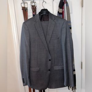 Calvin Klein Gray Sharkskin Suit 48L